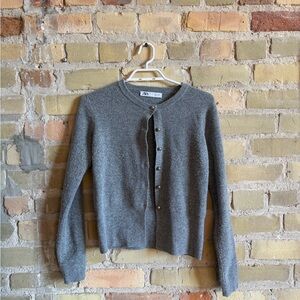 Zara Gray Button-Up Cardigan